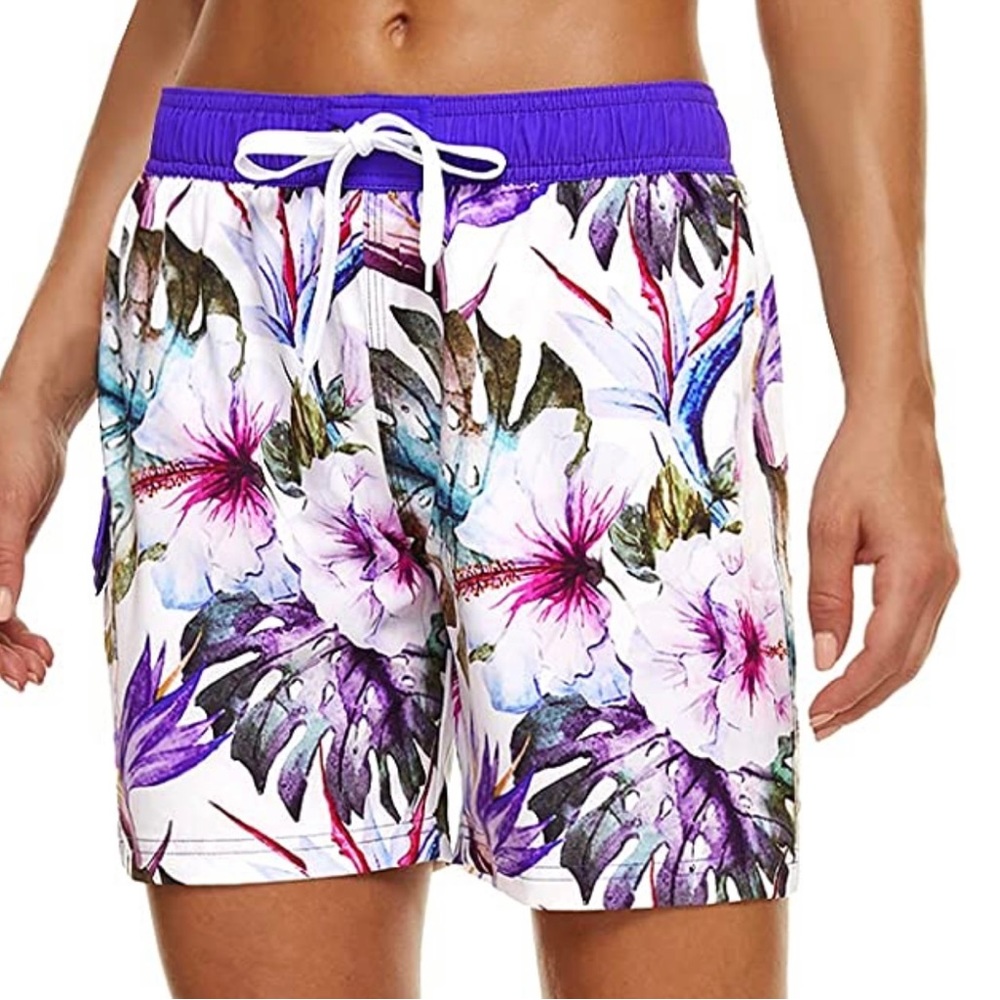 NWT-Rocorose Women’s Plus XXXL Quick Dry Elastic Waist Drawstring Board Shorts